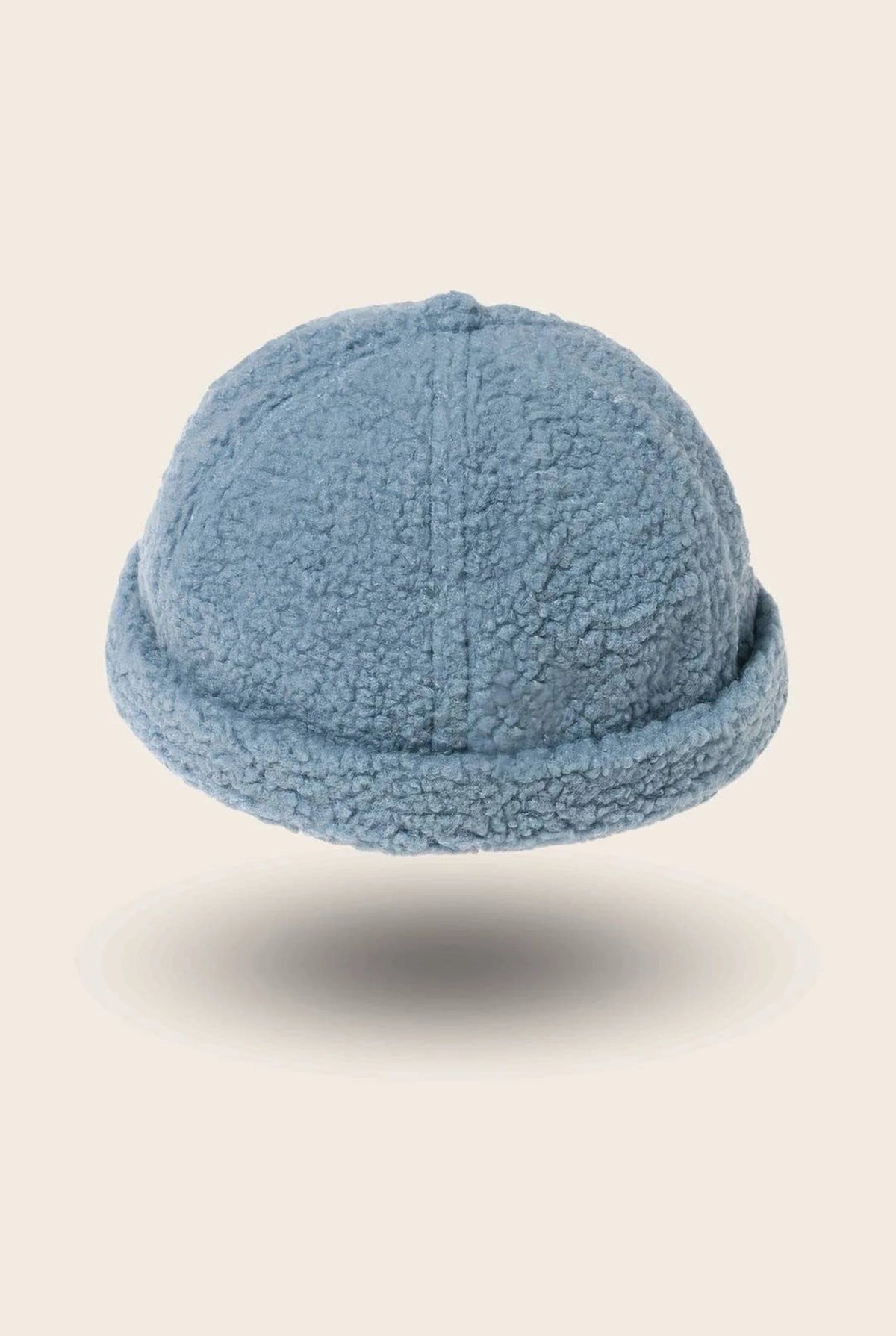 Bonnet docker Effet Laine bleu, texture bouclette, vue de face