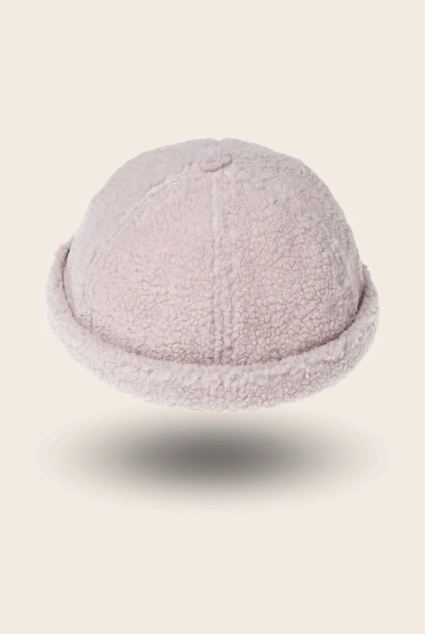 Bonnet docker Effet Laine rose poudré, texture bouclette, vue de face