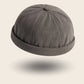 Bonnet docker en Velours gris, texture côtelée, vue de trois quarts