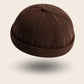 Bonnet docker en Velours marron, texture côtelée, vue de trois quarts