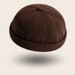 Bonnet docker en Velours marron, texture côtelée, vue de trois quarts