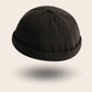 Bonnet docker en Velours noir, texture côtelée, vue de trois quarts