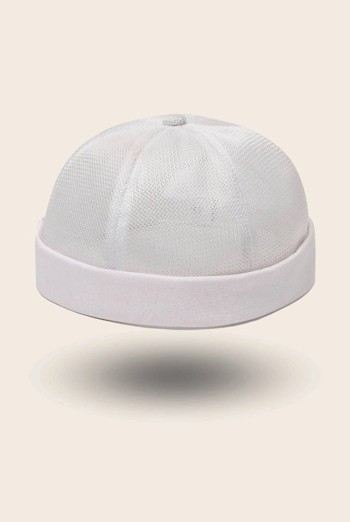 Bonnet docker Filet blanc en tissu mesh, vue de face