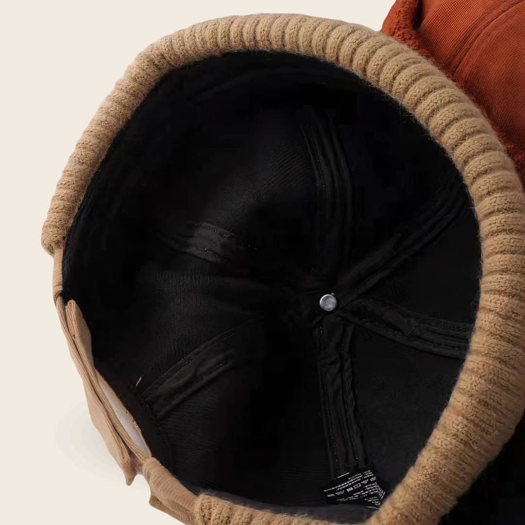 Intérieur du bonnet docker Molleton taupe avec étiquette de composition