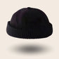 Bonnet docker Molleton noir, bord tricoté épais, vue de trois quarts arrière