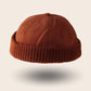 Bonnet docker Molleton terracotta, bord tricoté épais, vue de trois quarts arrière