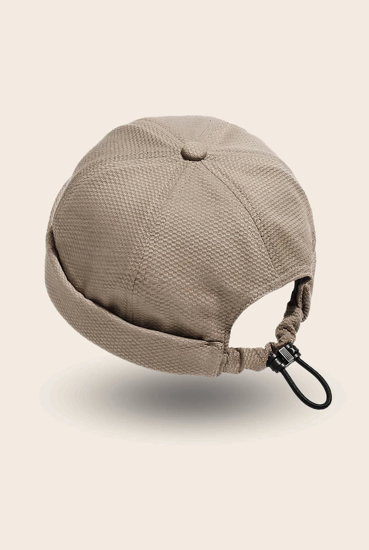 Bonnet docker Original en Coton beige, vue de dos avec cordon de serrage