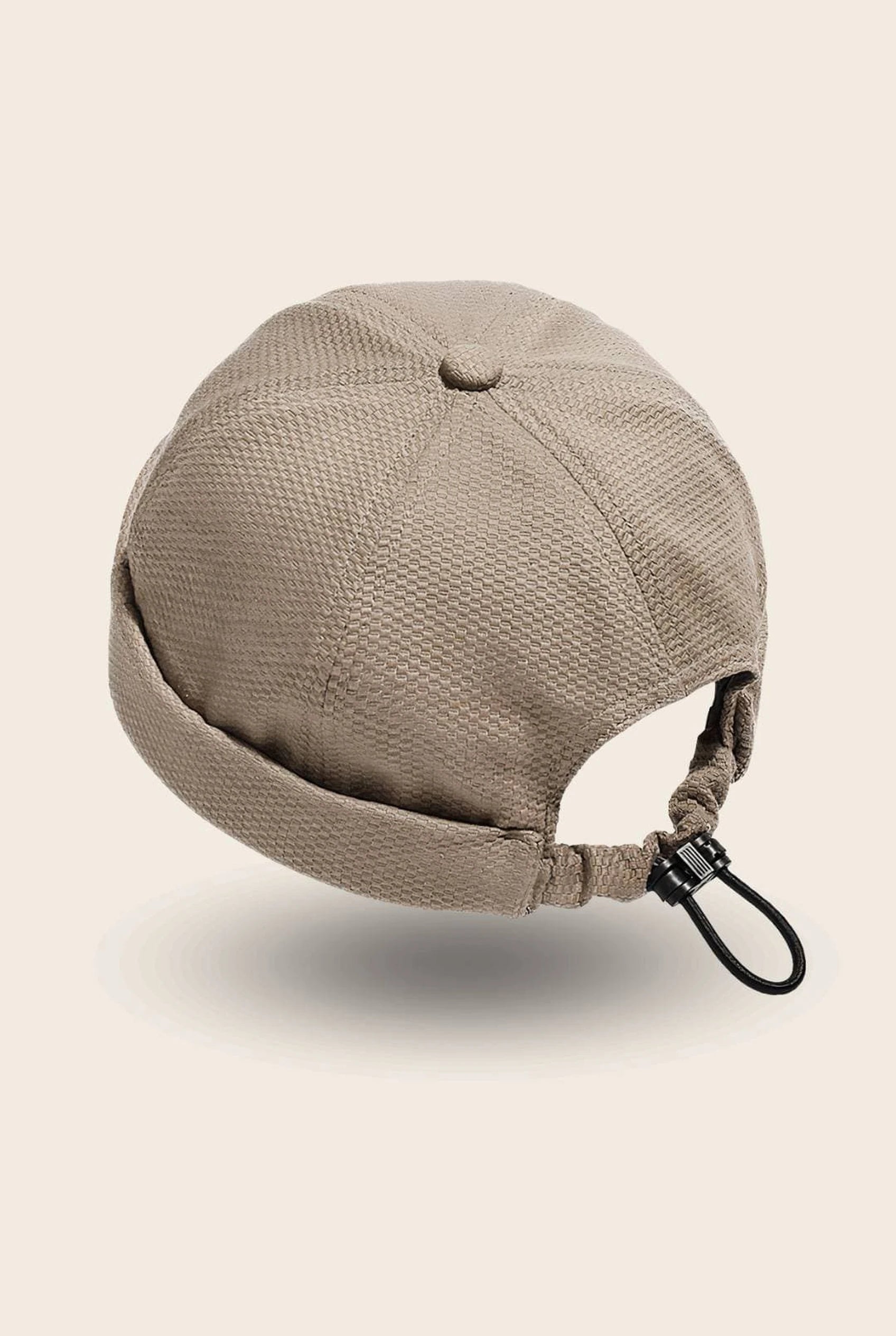 Bonnet docker Original en Coton beige, vue de dos avec cordon de serrage