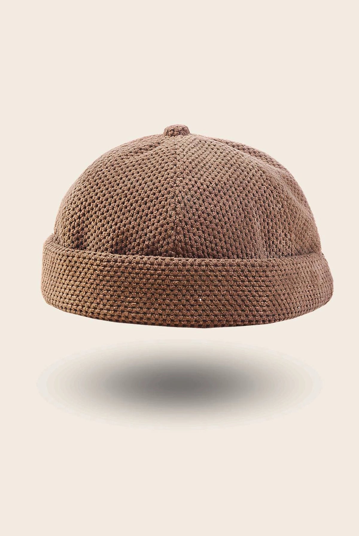 Bonnet docker Polaire tressé marron, texture tressée, vue de face