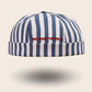 Bonnet docker à Rayures bleu et blanc, brodé We Make The Rules, vue de face