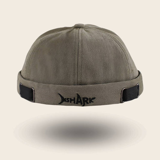 Bonnet docker Requin kaki avec logo Shark brodé, vue de face