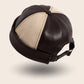 Bonnet docker Rétro en simili cuir marron et beige bicolore, vue de dos