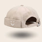 Bonnet docker Smiley beige avec patch smiley brodé, vue de dos