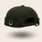 Bonnet docker Smiley kaki avec patch smiley brodé, vue de dos