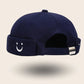 Bonnet docker Smiley bleu marine avec patch smiley brodé, vue de dos