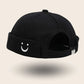 Bonnet docker Smiley noir avec patch smiley brodé, vue de dos