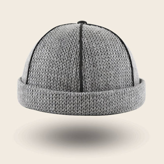 Bonnet docker Tricot gris en maille tricotée, vue de face