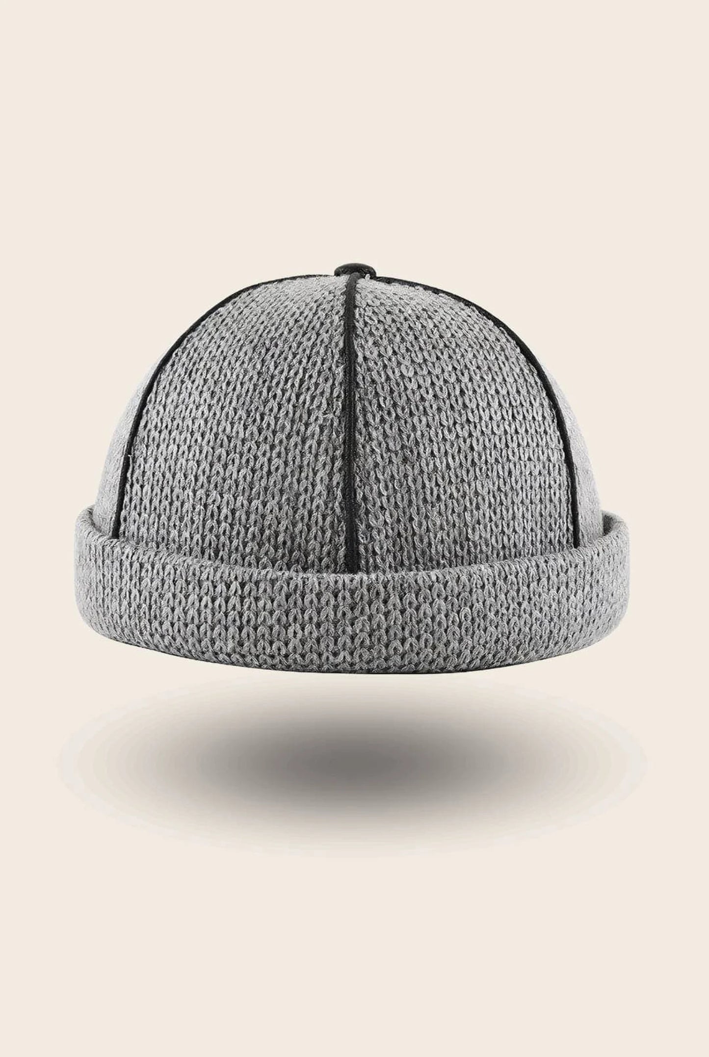 Bonnet docker Tricot gris en maille tricotée, vue de face