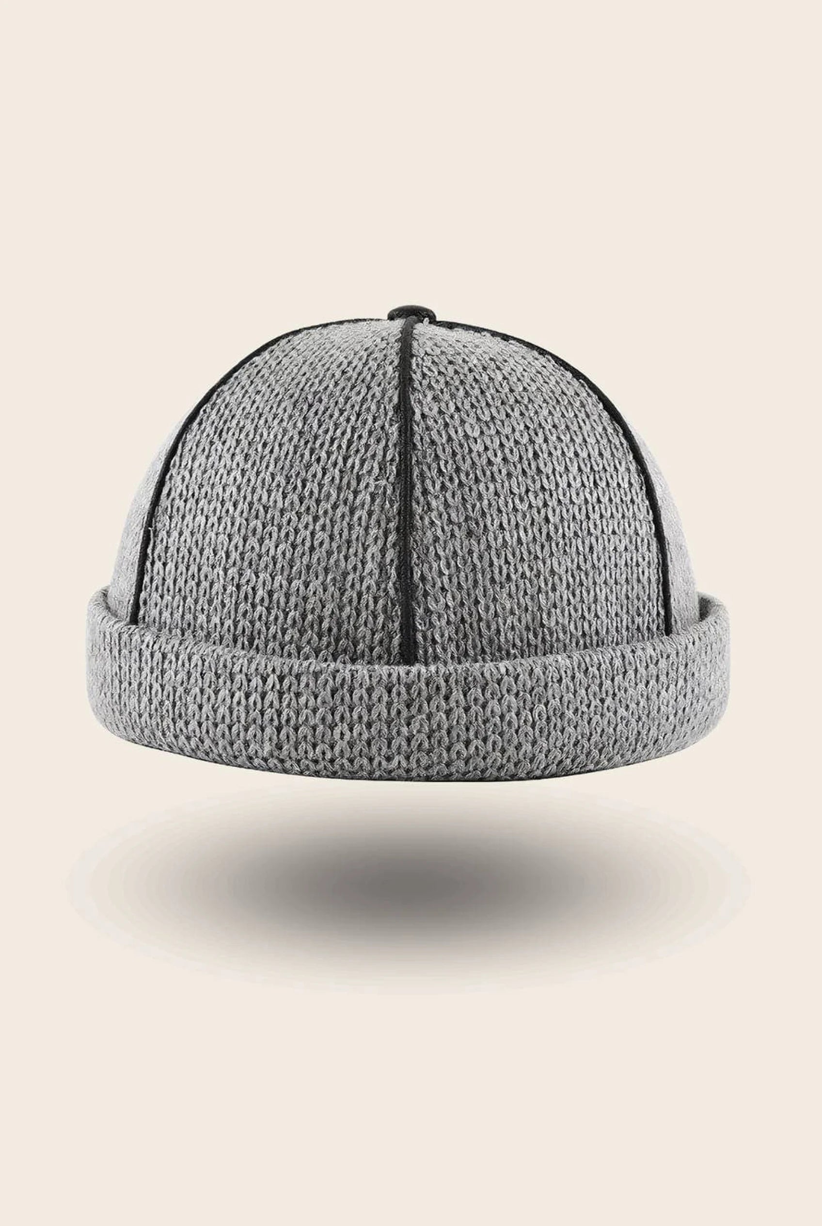 Bonnet docker Tricot gris en maille tricotée, vue de face