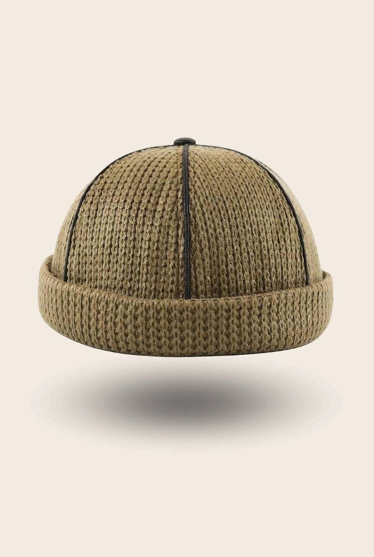 Bonnet docker Tricot kaki en maille tricotée, vue de face
