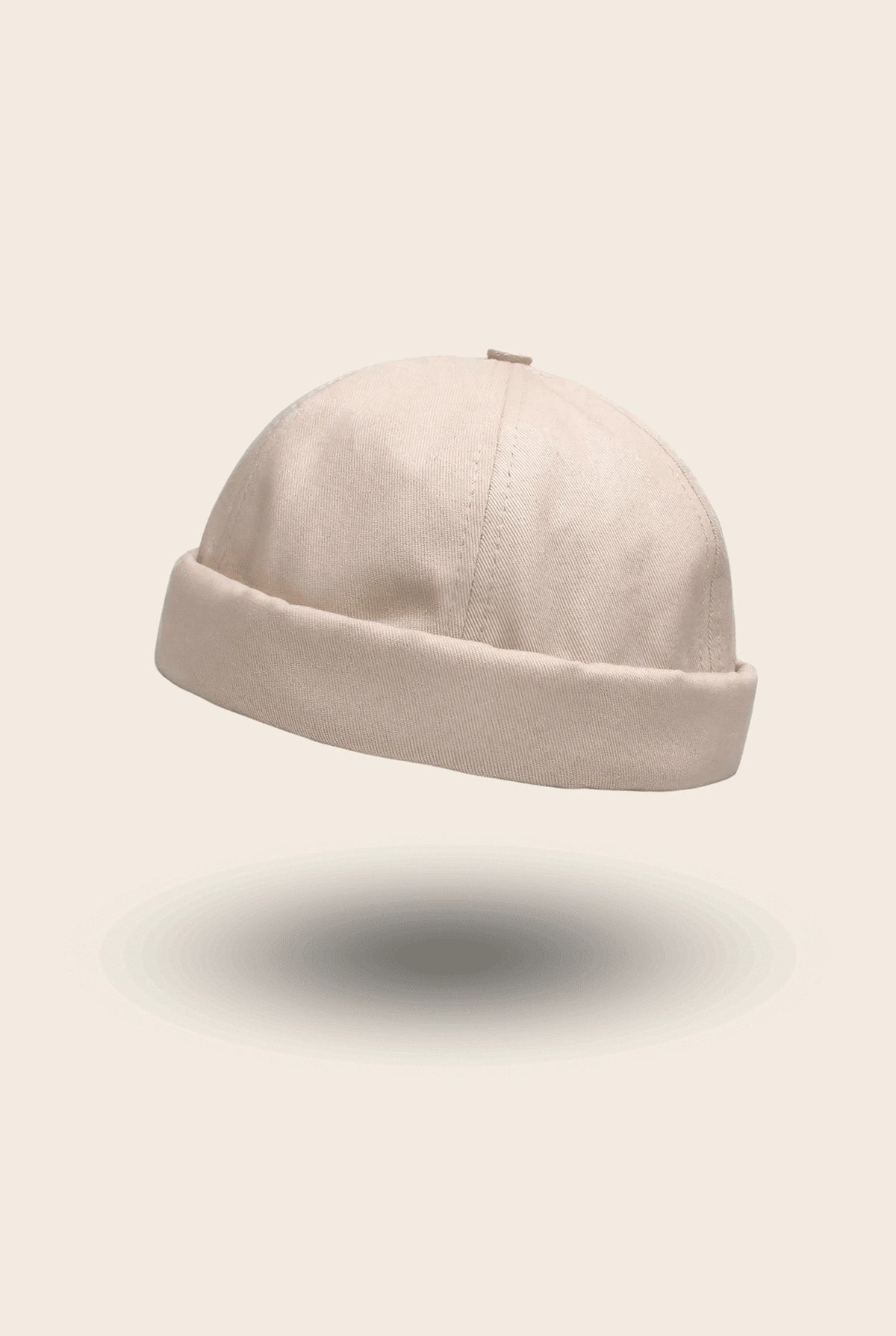 Bonnet docker uni beige, vue de profil