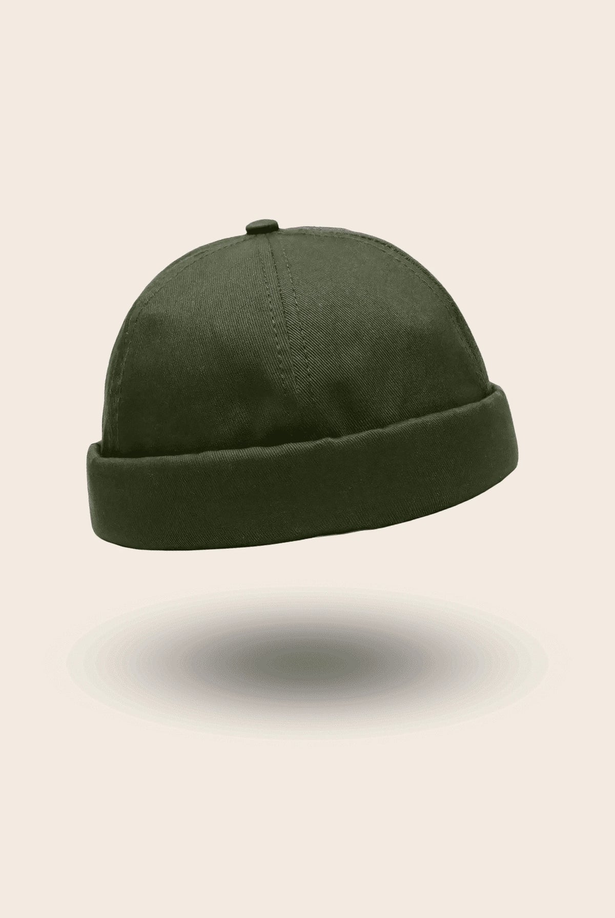 Bonnet docker uni kaki, vue de profil