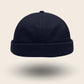 Bonnet docker uni bleu marine, vue de profil
