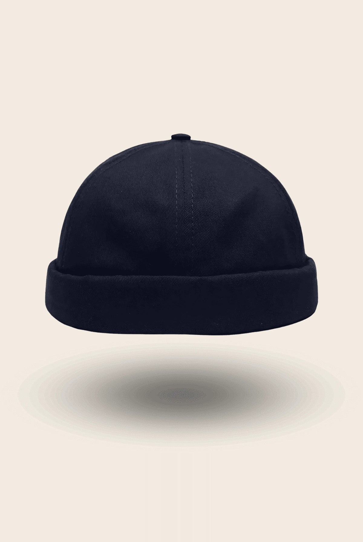 Bonnet docker uni bleu marine, vue de profil