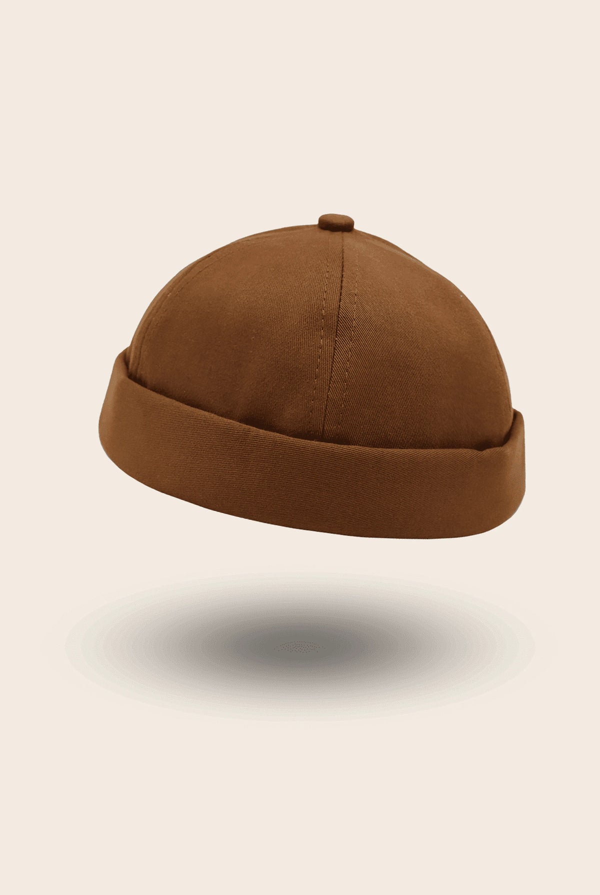 Bonnet docker uni marron caramel, vue de profil