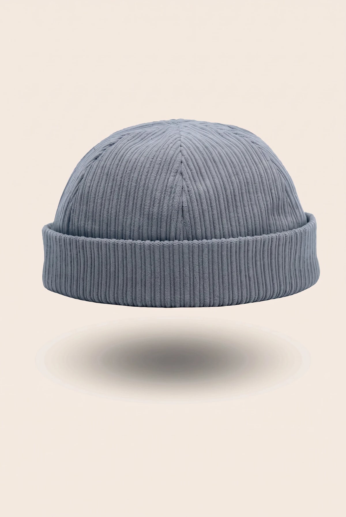 Bonnet docker Velours Côtelé bleu, vue de face
