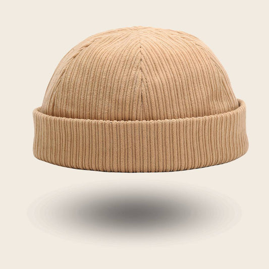 Bonnet docker Velours Côtelé camel, vue de face