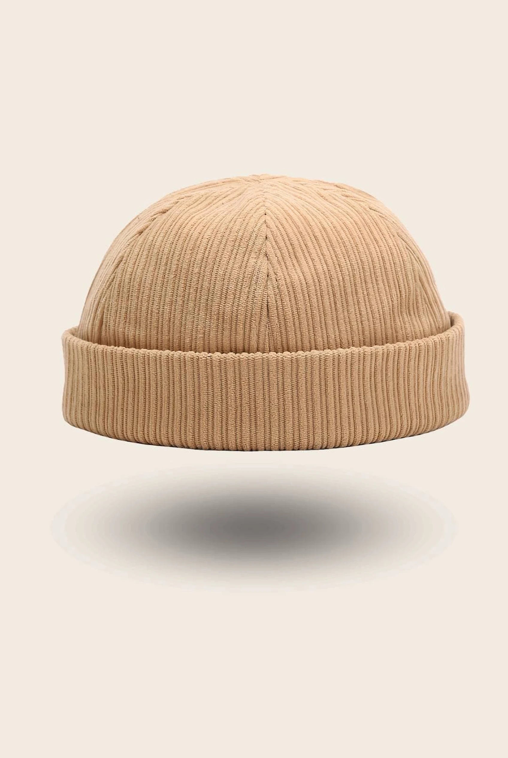 Bonnet docker Velours Côtelé camel, vue de face