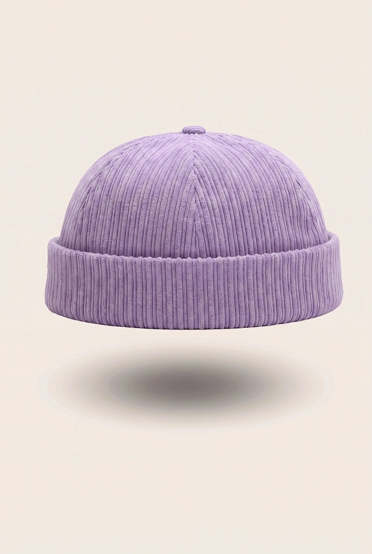 Bonnet docker Velours Côtelé violet, vue de face