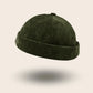 Bonnet docker Velours kaki en velours côtelé épais, vue de face