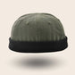 Bonnet docker Vert kaki avec bord en velours côtelé noir, vue de face