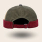 Bonnet docker Vintage bicolore kaki, camel et bordeaux, vue de dos