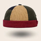 Bonnet docker Vintage bicolore kaki, camel et bordeaux, vue de face
