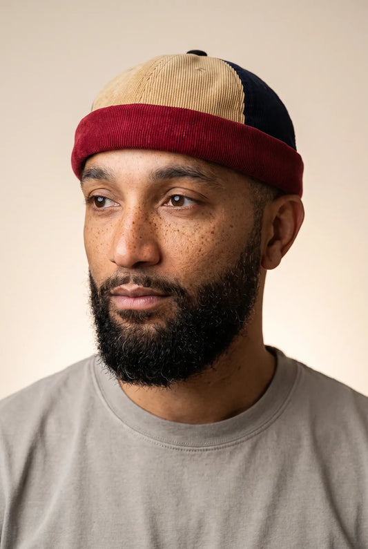 Bonnet docker Vintage porté par un homme, portrait