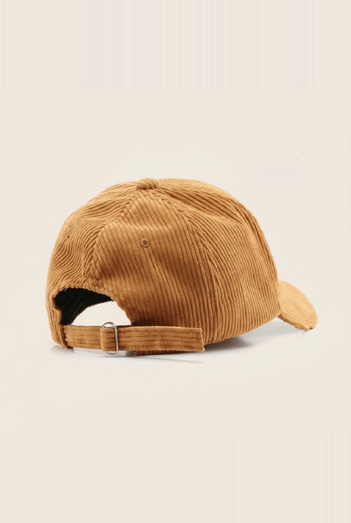 Casquette velour côtelé camel, vue de dos avec sangle réglable