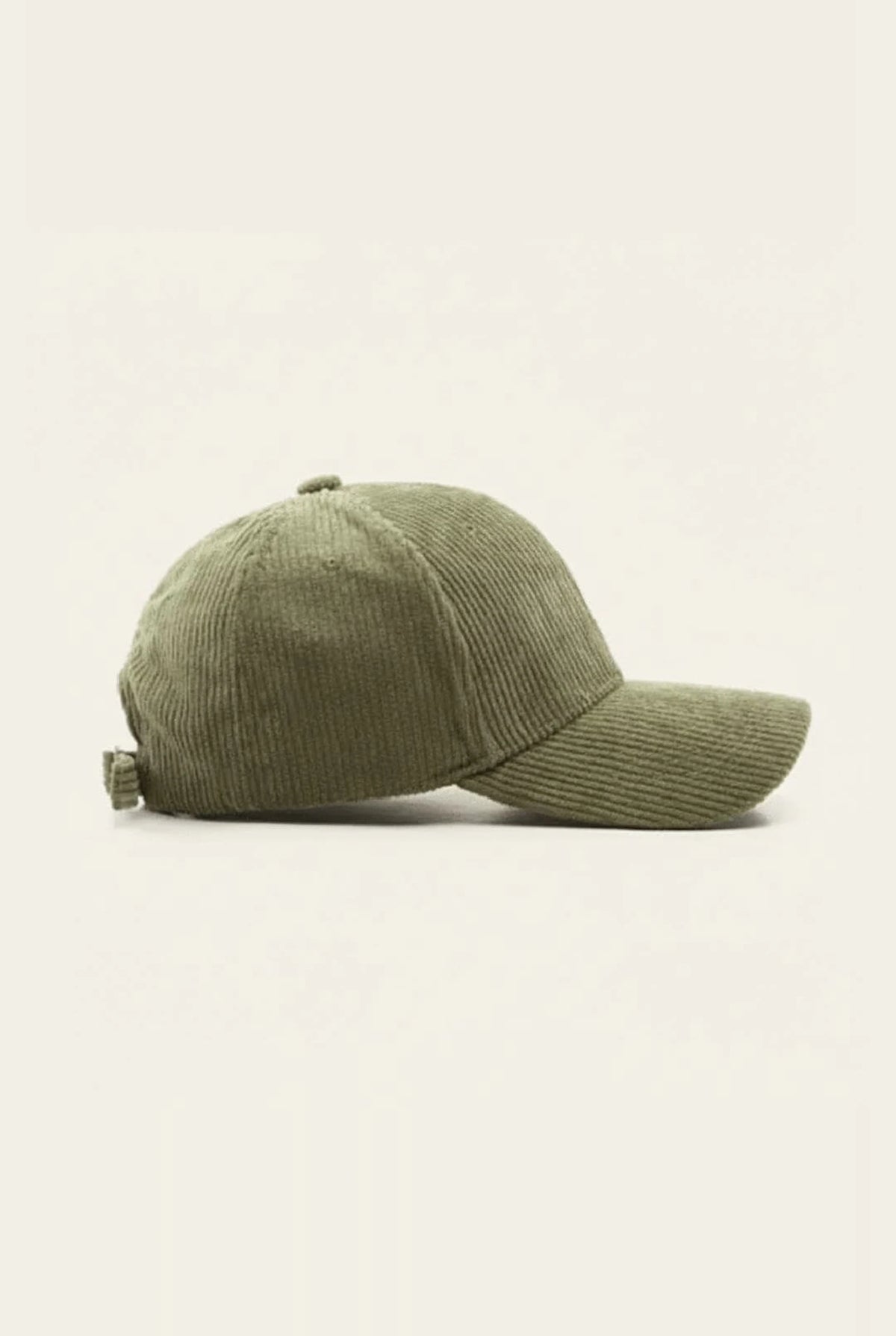 Casquette velour côtelé kaki, vue de profil