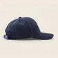 Casquette velour côtelé bleu marine, vue de profil