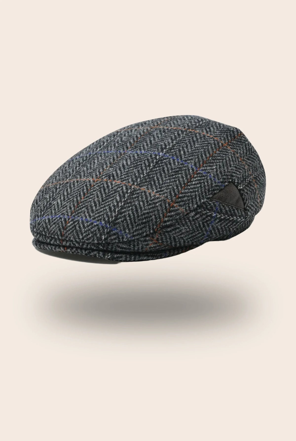 Casquette plate gris à carreaux