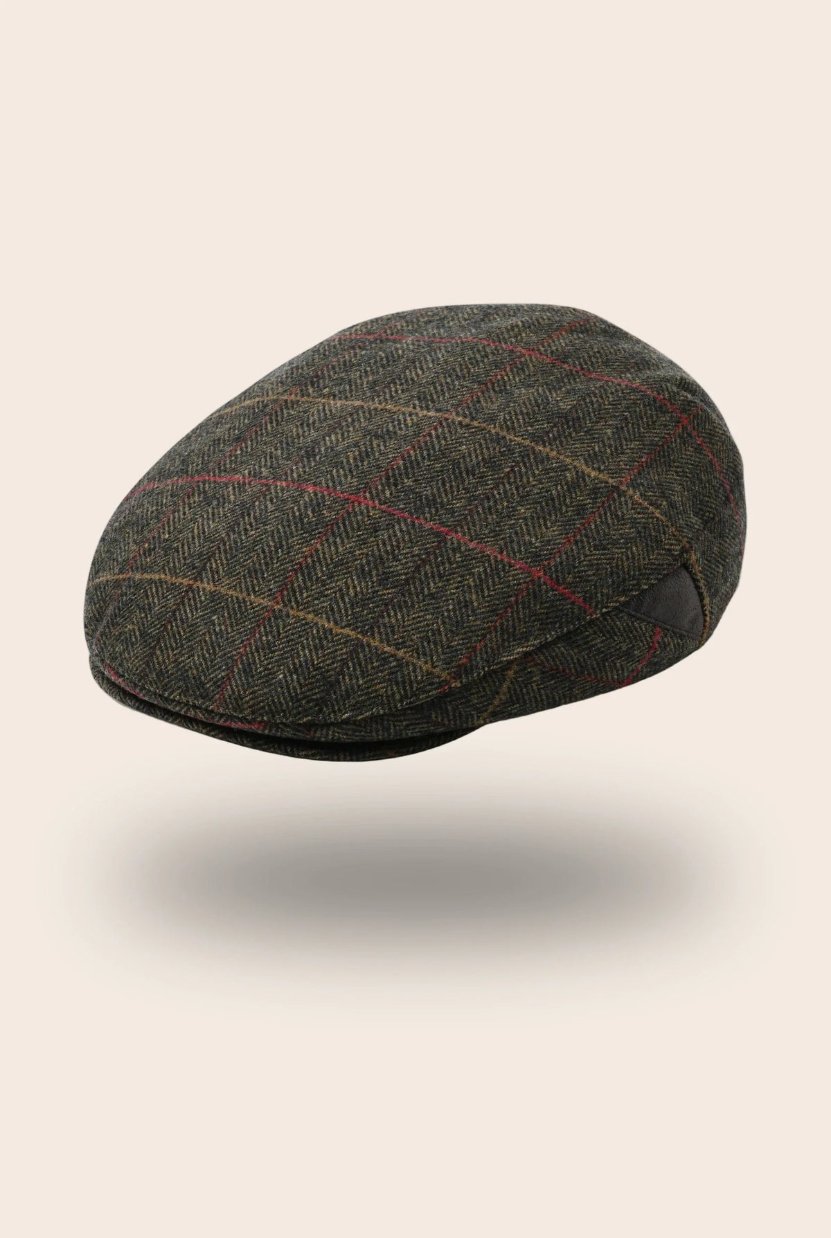 Casquette plate kaki à carreaux