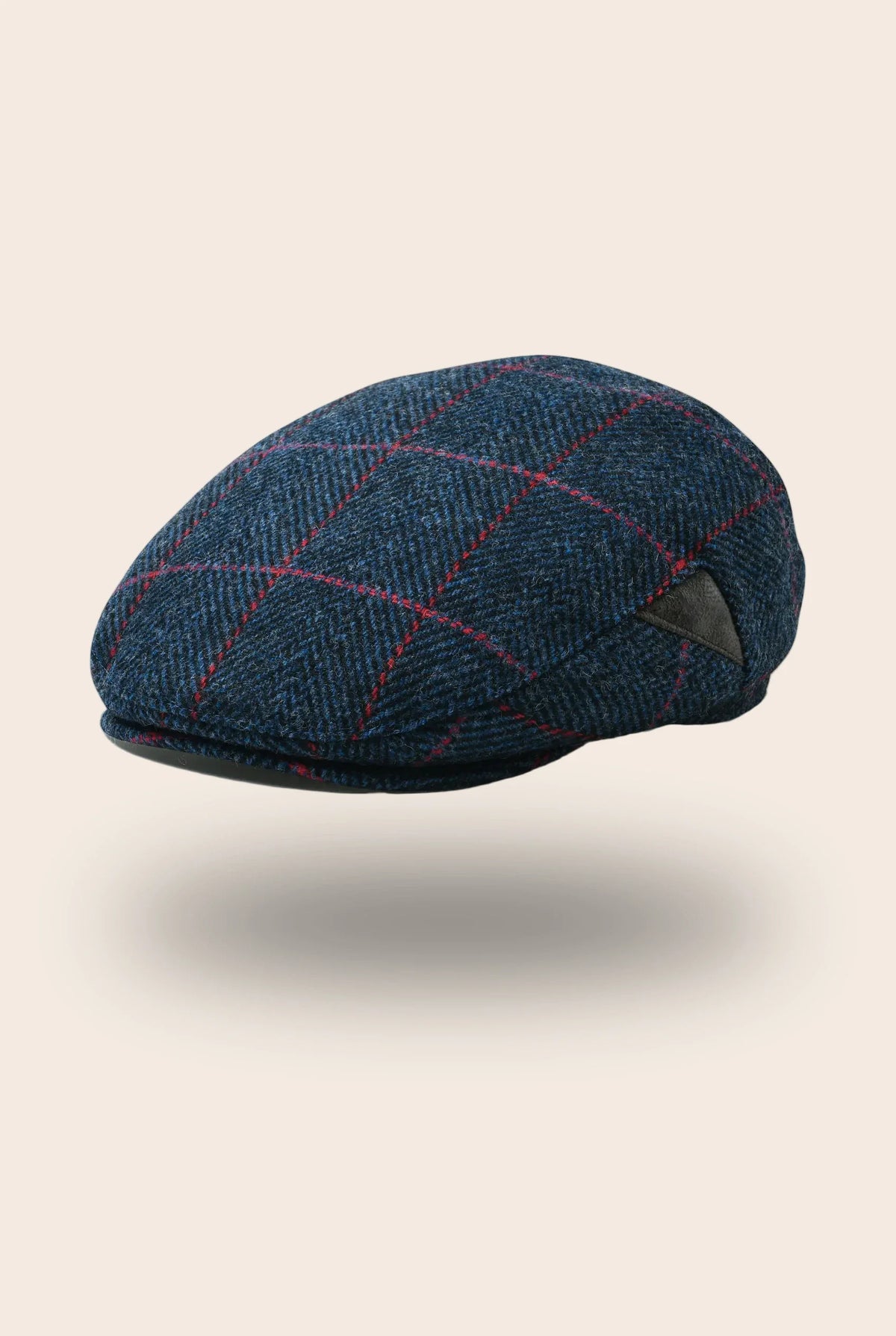 Casquette plate marine à carreaux