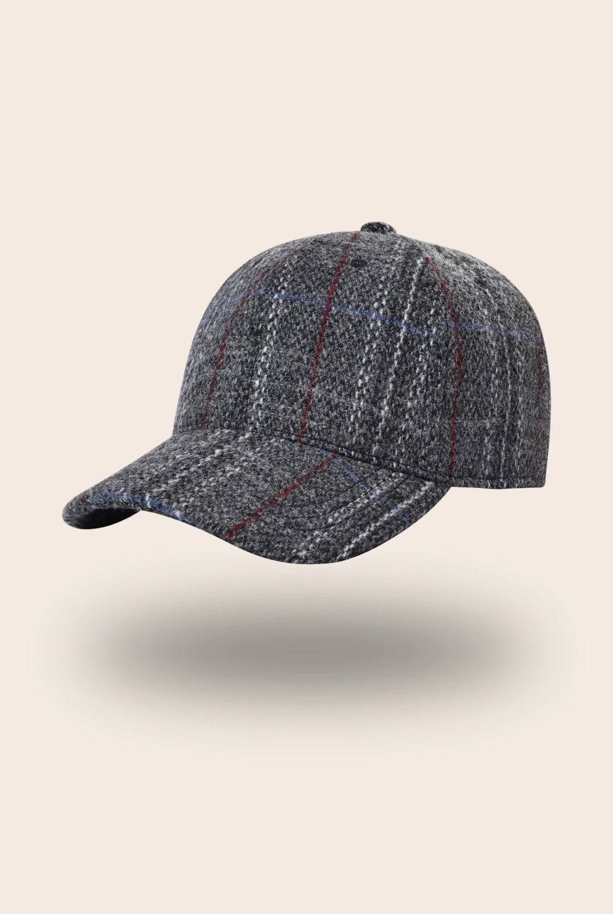 Casquette tweed gris à carreaux 2