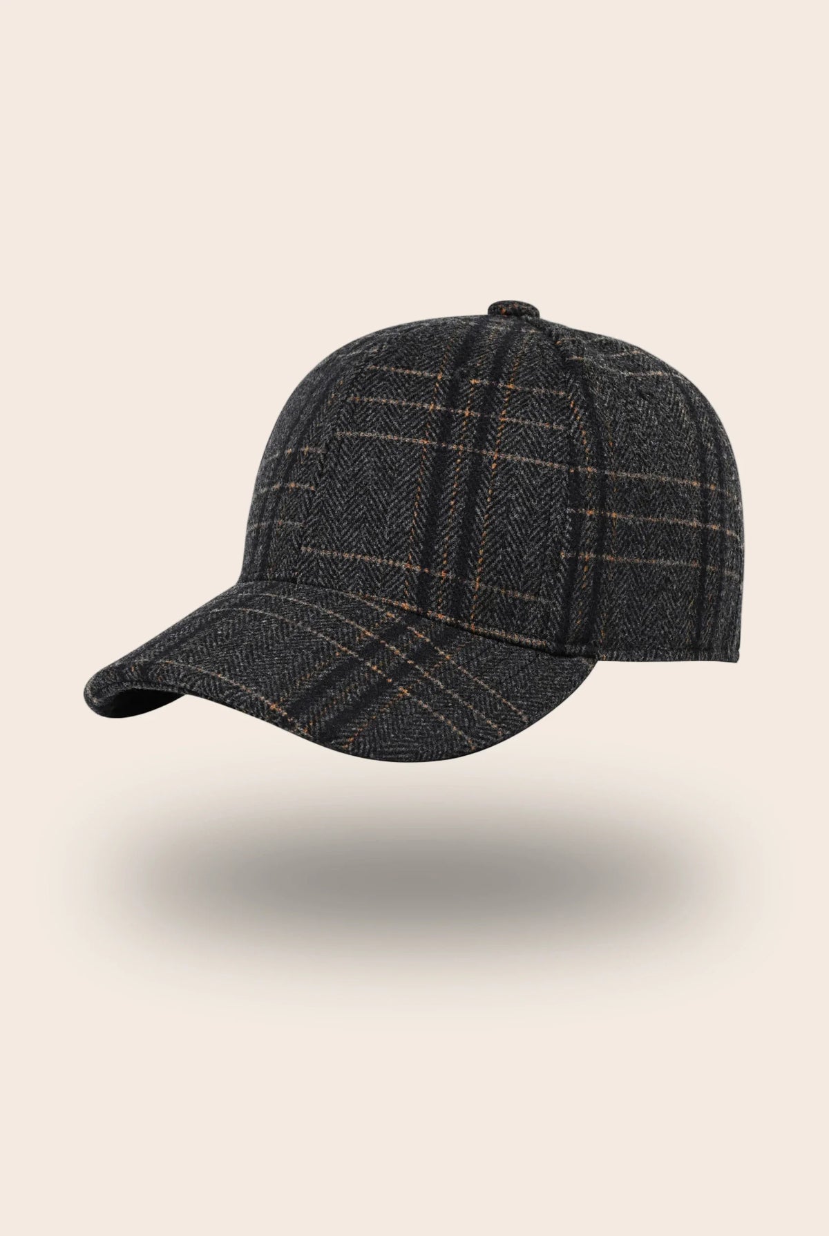 Casquette tweed noir à carreaux