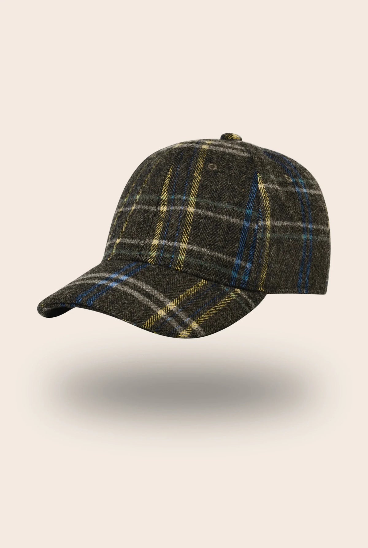 Casquette tweed vert à carreaux