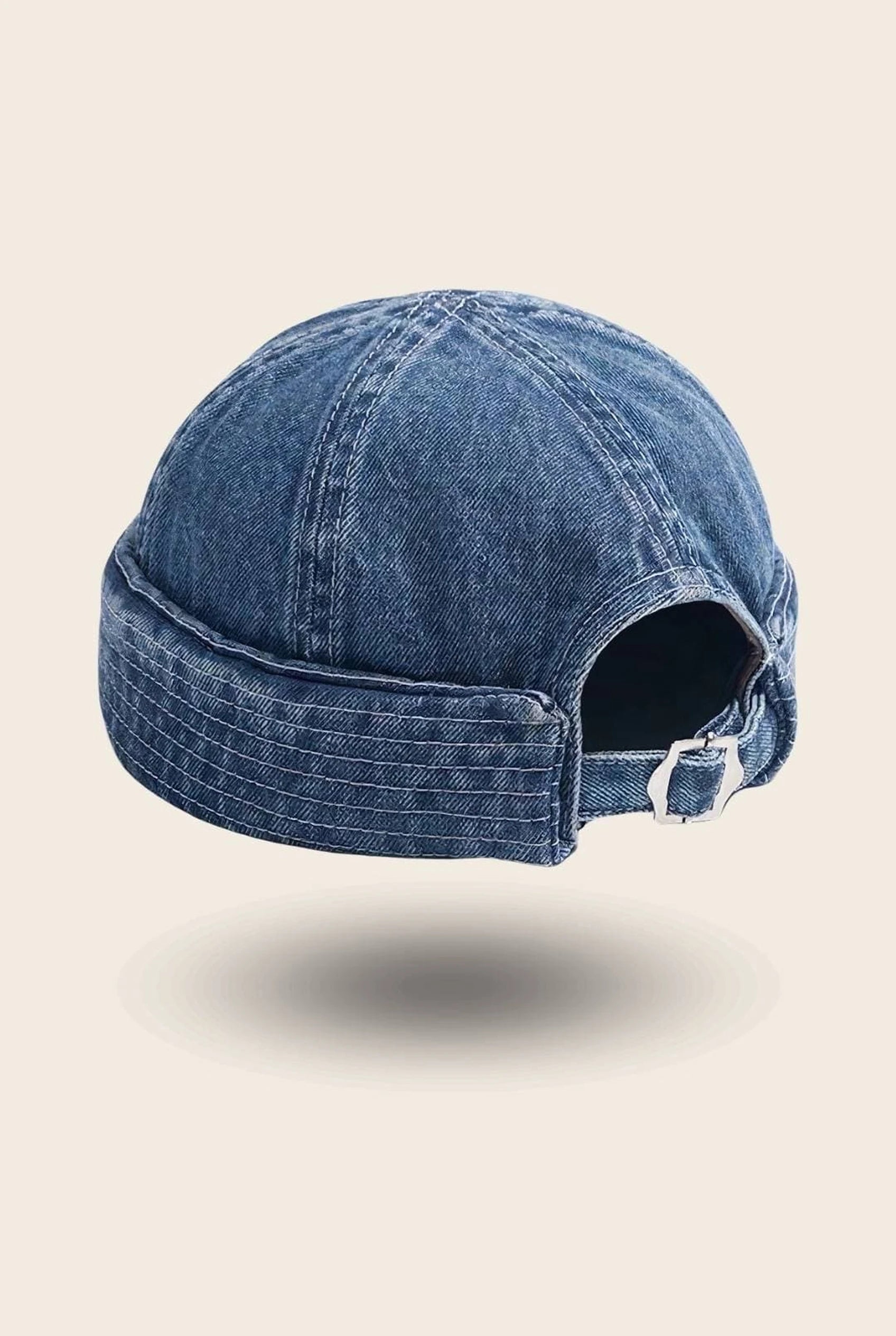 Bonnet Miki Breton Jeans en denim bleu, vue de trois quarts arrière