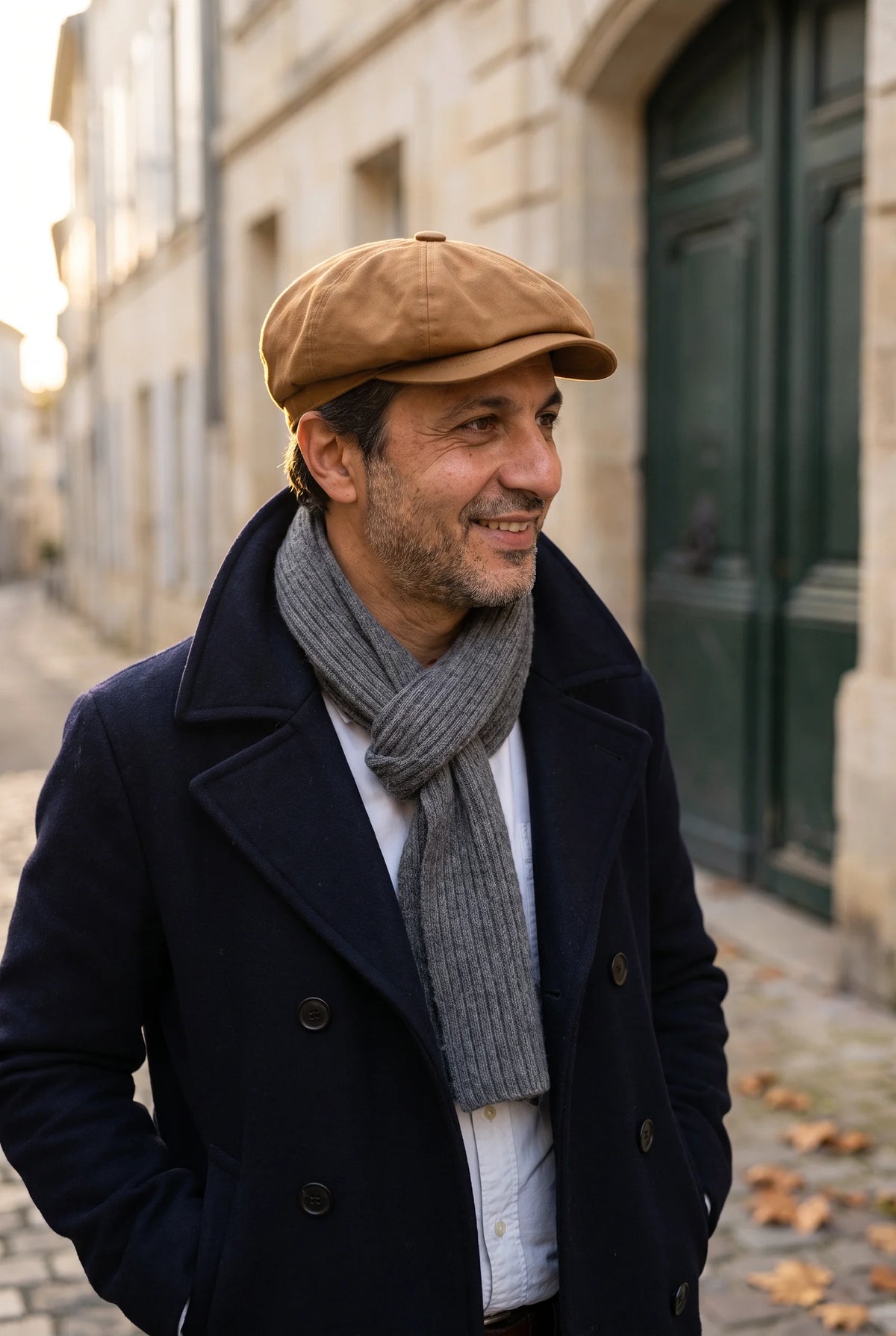 Casquette gavroche coton portée - extérieur