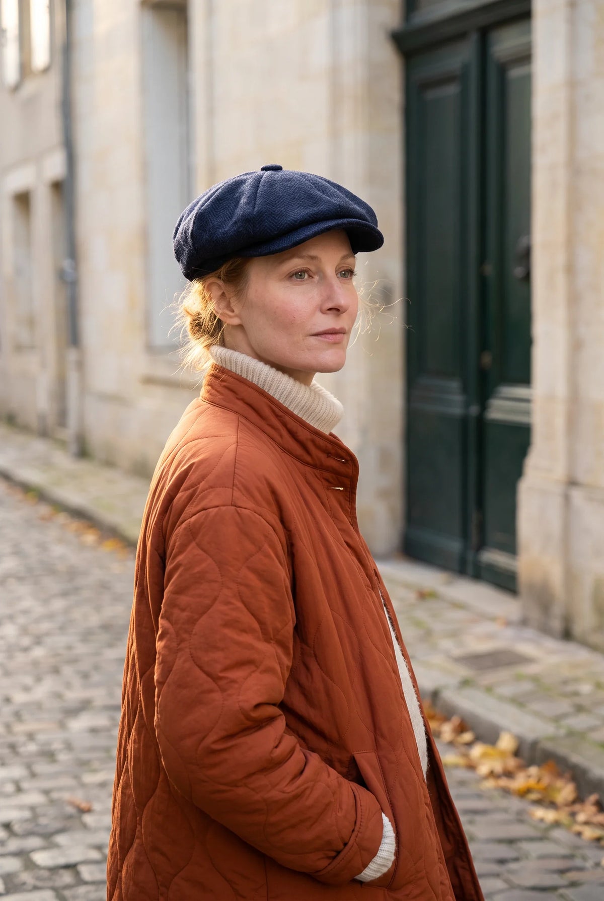 Casquette gavroche femme portée - extérieur